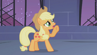 Applejack calling for Twilight, who has disappeared.