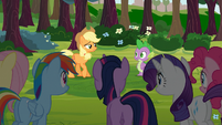 Applejack talks to Spike with other Main 6 S03E09