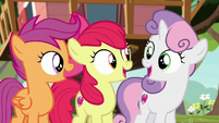 Cutie Mark Crusaders gasping in delight S8E12