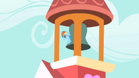 Rainbow Dash hiding behind the bell S1E25