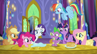 Mane Six stare at Spike S5E3