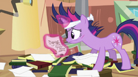 Twilight looking at paper S2E20