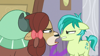 Yona angrily getting in Sandbar's face S8E16