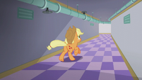 Applejack galloping down a corridor S6E10