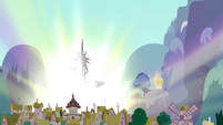 Castle towers over Ponyville S4E26