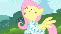 Fluttershy seems relieved and happy.