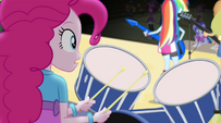 Pinkie notices the Crusaders in the crowd EG2