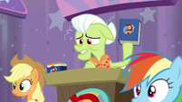 Granny Smith holding up the rule book S9E16