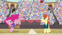 Pinkie kicks buckball over stallion S9E6