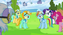 Rainbow Dash and Lightning Dust surrounded S3E7