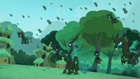 Chrysalis with her changeling army S5E26