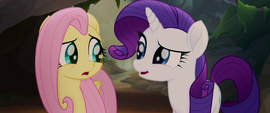 Fluttershy and Rarity look at each other confused MLPTM