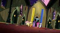 Mane Six storm into the throne room S5E13