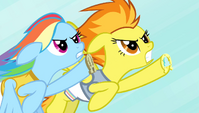 Rainbow Dash and Spitfire neck and neck S4E24