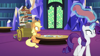 Applejack and Rarity entranced in the library S6E21