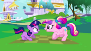 Cadance and filly Twilight chanting S2E25