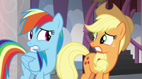 Rainbow Dash and Applejack very nervous S8E9