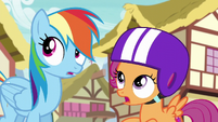 Rainbow and Scootaloo hear the Wonderbolts S6E7