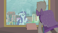 Rarity looking at the mannequin S4E08