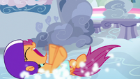 Scootaloo squeals and slides on the clouds S7E7