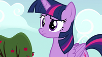 Twilight Sparkle puzzled by the Sweet Apple Admirers S7E14