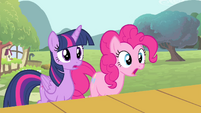 Twilight and Pinkie Pie surprised S4E14