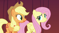 Applejack and Fluttershy looking nervous again S6E20