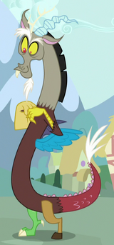 3707 - safe, screencap, character:discord, species:draconequus, episode:the  return of harmony, g4, my little pony: friendship is magic, animated,  chaos, cropped, discord being discord, discorded landscape, gif, green sky,  leg wiggle, male, reaction