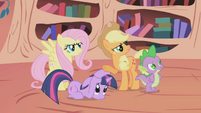 Fluttershy, Applejack, and Spike angry S01E03