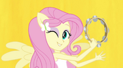 Fluttershy on yellow Better Than Ever backdrop EG2