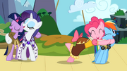 Twilight, Rarity, Pinkie, and Rainbow singing S02E11