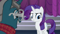 Fashion Plate asks Rarity about her latest collection S5E14