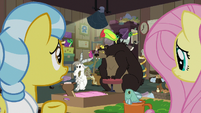 Fluttershy and Fauna look at still crowded clinic S7E5