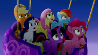 Mane Six in the giant rainbow's shadow MLPRR