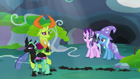 Painted Changeling angrily walks away from Thorax S7E17