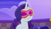 Rarity with eye mask over her eyes MLPRR