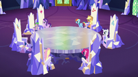 Starlight and friends in the castle throne room S6E1