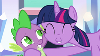 Twilight Sparkle nuzzling Spike's cheek S6E16