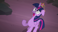 Twilight looking up at a falling rock S4E02