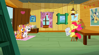 Apple Bloom enjoys her friends' misunderstood circumstance.