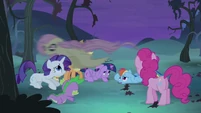 Flutterbat swooping over ponies S4E07