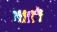 Main cast and Sunset Shimmer human silhouettes EG2