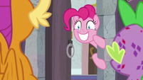 Pinkie Pie grinning a wide smile S8E11