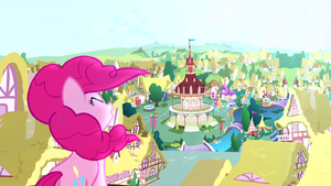 Pinkie Pie on Sugarcube Corner balcony S4E12