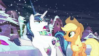 Shining Armor showing Crystal ponies the way S6E2