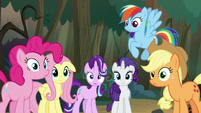 Main ponies look at Twilight in surprise S8E13