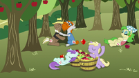 Ponies eating apples and hugging apple trees S7E14