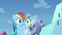 Rainbow Dash and smiling crystal filly S03E12