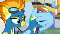 Rainbow Dash buries her face in her wing S7E7