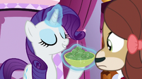 Rarity holding bowl of Brussels sprouts S9E7